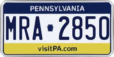 PA license plate MRA2850