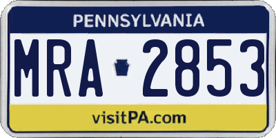 PA license plate MRA2853