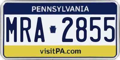 PA license plate MRA2855