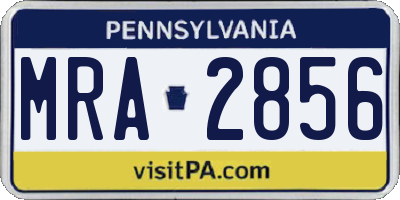 PA license plate MRA2856