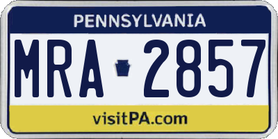 PA license plate MRA2857