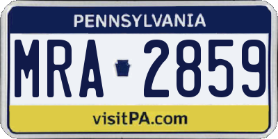 PA license plate MRA2859