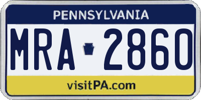 PA license plate MRA2860