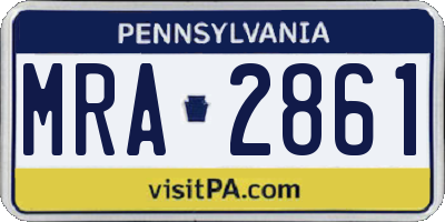 PA license plate MRA2861