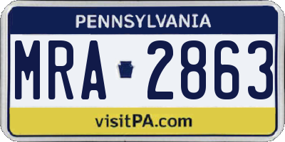 PA license plate MRA2863