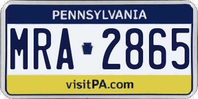 PA license plate MRA2865