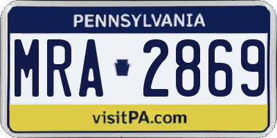PA license plate MRA2869