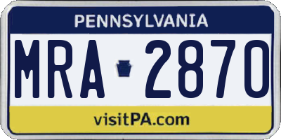 PA license plate MRA2870