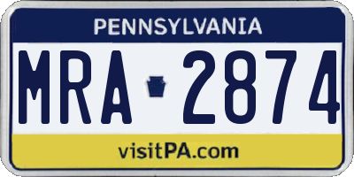 PA license plate MRA2874