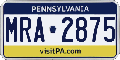 PA license plate MRA2875