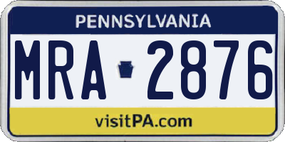 PA license plate MRA2876
