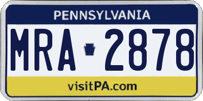 PA license plate MRA2878