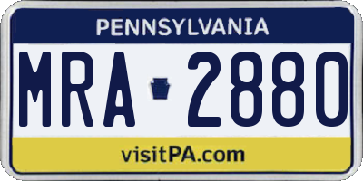 PA license plate MRA2880