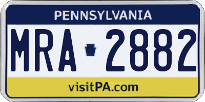 PA license plate MRA2882