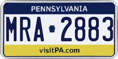 PA license plate MRA2883