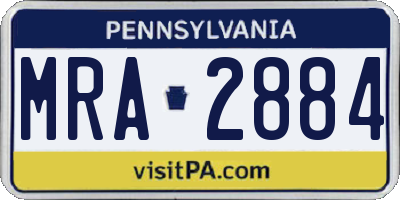 PA license plate MRA2884