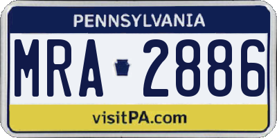 PA license plate MRA2886