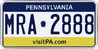 PA license plate MRA2888
