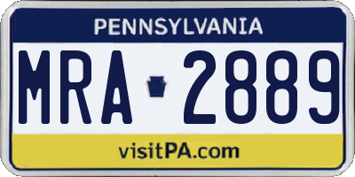 PA license plate MRA2889