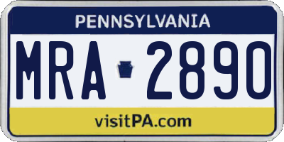 PA license plate MRA2890