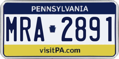 PA license plate MRA2891
