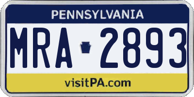 PA license plate MRA2893