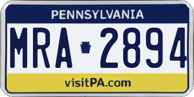 PA license plate MRA2894