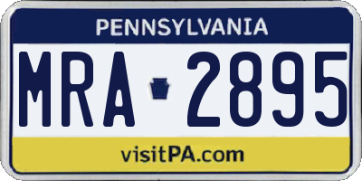 PA license plate MRA2895
