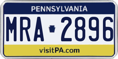PA license plate MRA2896