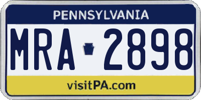 PA license plate MRA2898