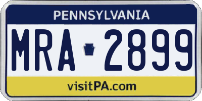 PA license plate MRA2899