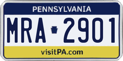 PA license plate MRA2901