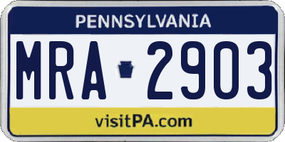 PA license plate MRA2903