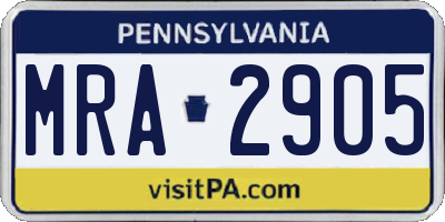PA license plate MRA2905