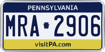 PA license plate MRA2906