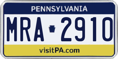 PA license plate MRA2910