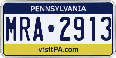 PA license plate MRA2913