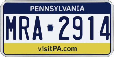 PA license plate MRA2914