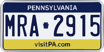 PA license plate MRA2915