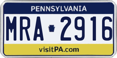 PA license plate MRA2916