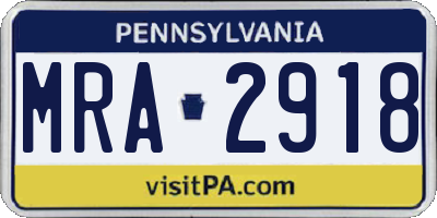 PA license plate MRA2918