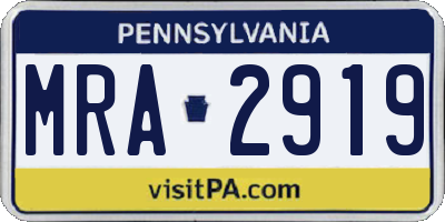 PA license plate MRA2919