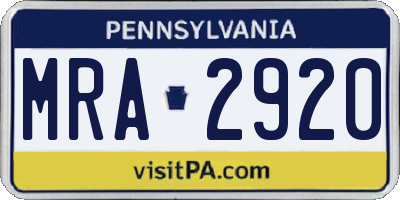 PA license plate MRA2920