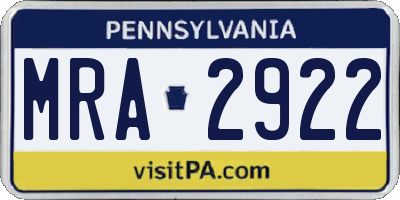 PA license plate MRA2922