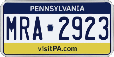 PA license plate MRA2923