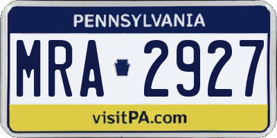 PA license plate MRA2927