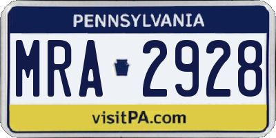 PA license plate MRA2928