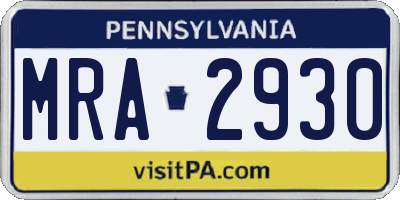 PA license plate MRA2930