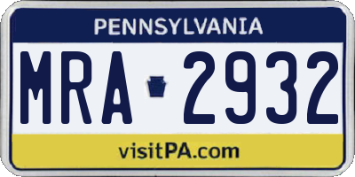 PA license plate MRA2932