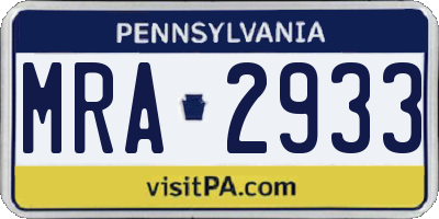 PA license plate MRA2933